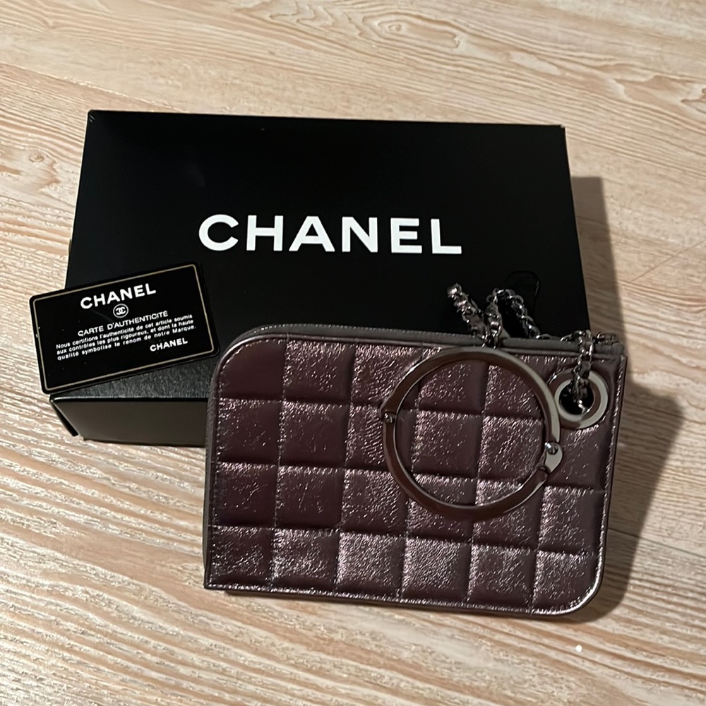 Chanel square quilt clutch handbag
